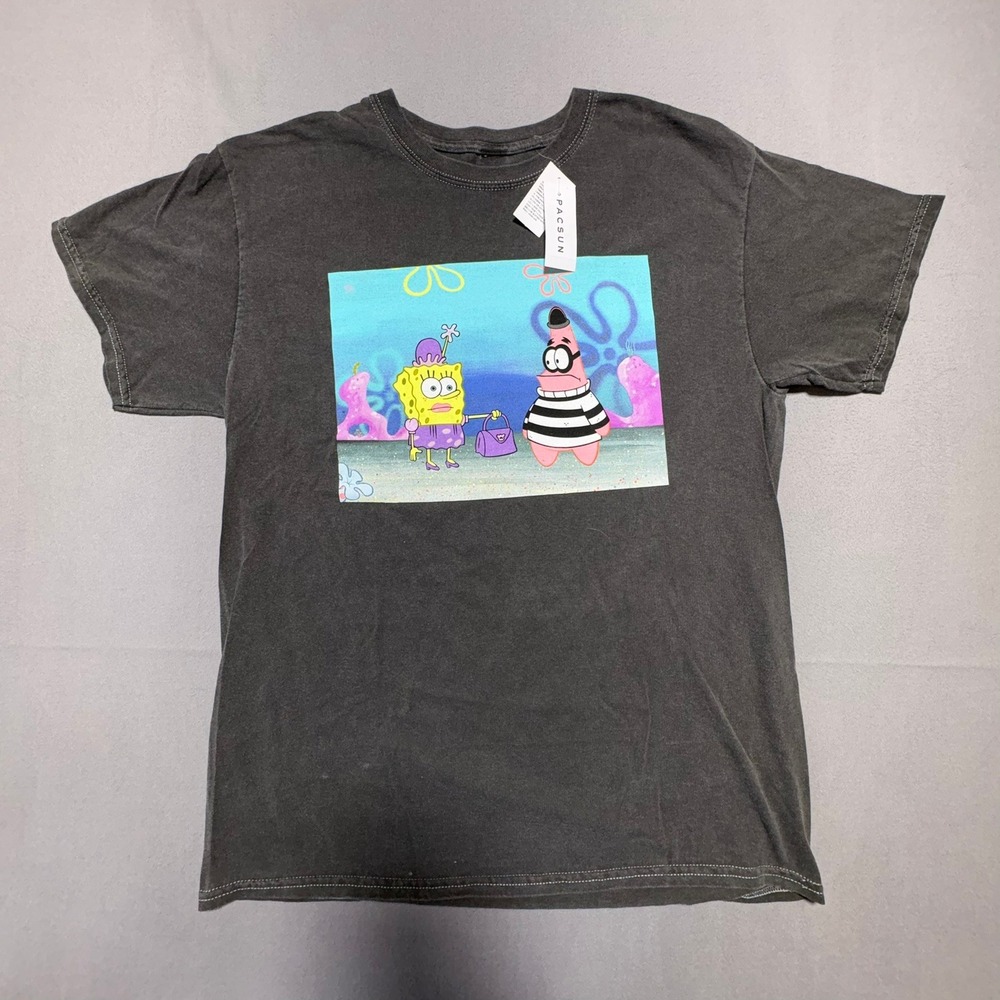PacSun SpongeBob SquarePants Patrick Graphic Tee Faded Black Shirt NWT